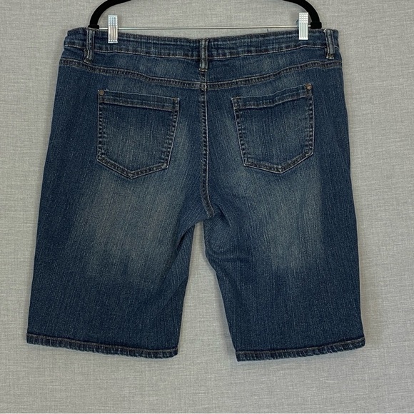 Pure Alfred Sung Jean Shorts Board Shorts Mid Rise Sz 18 Blue Denim - Picture 2 of 6